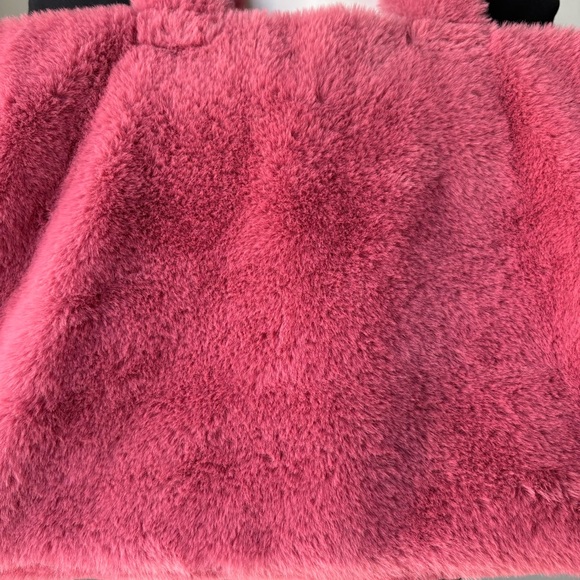 Anthropologie Faux Fur Soft Fluffy Rose Pink Bag Tote - Picture 10 of 15